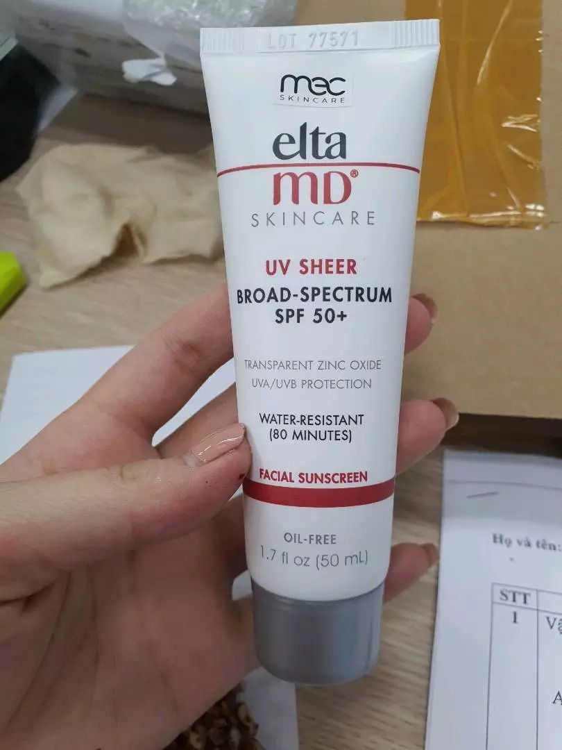 Kem Chống Nắng EltaMD UV Sheer SPF 50+ - Chống Nắng Phổ Rộng Cho Mặt, Hỗ Trợ Chống Nước, Thích Hợp Với Mọi Loại Da