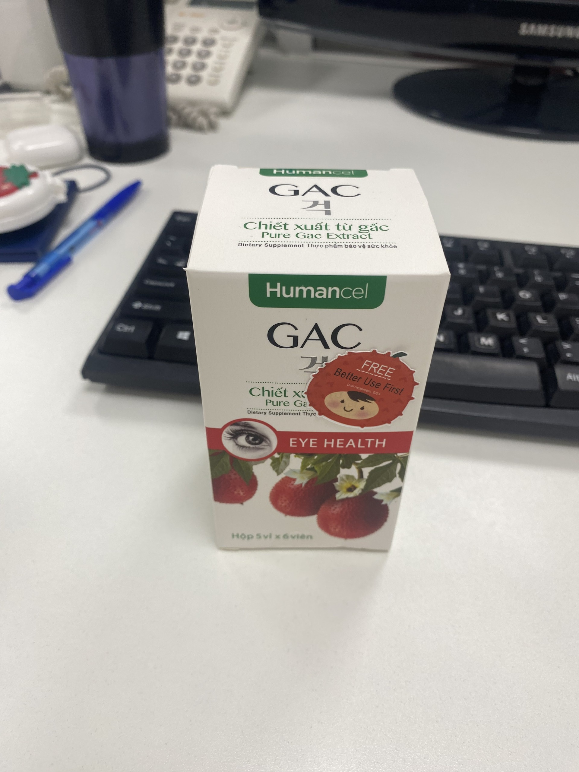Viên nang dầu gấc Humancel GAC - Bổ mắt và trẻ hóa da theo công nghệ Hàn Quốc, 100% tự nhiên, an toàn cho người sử dụng