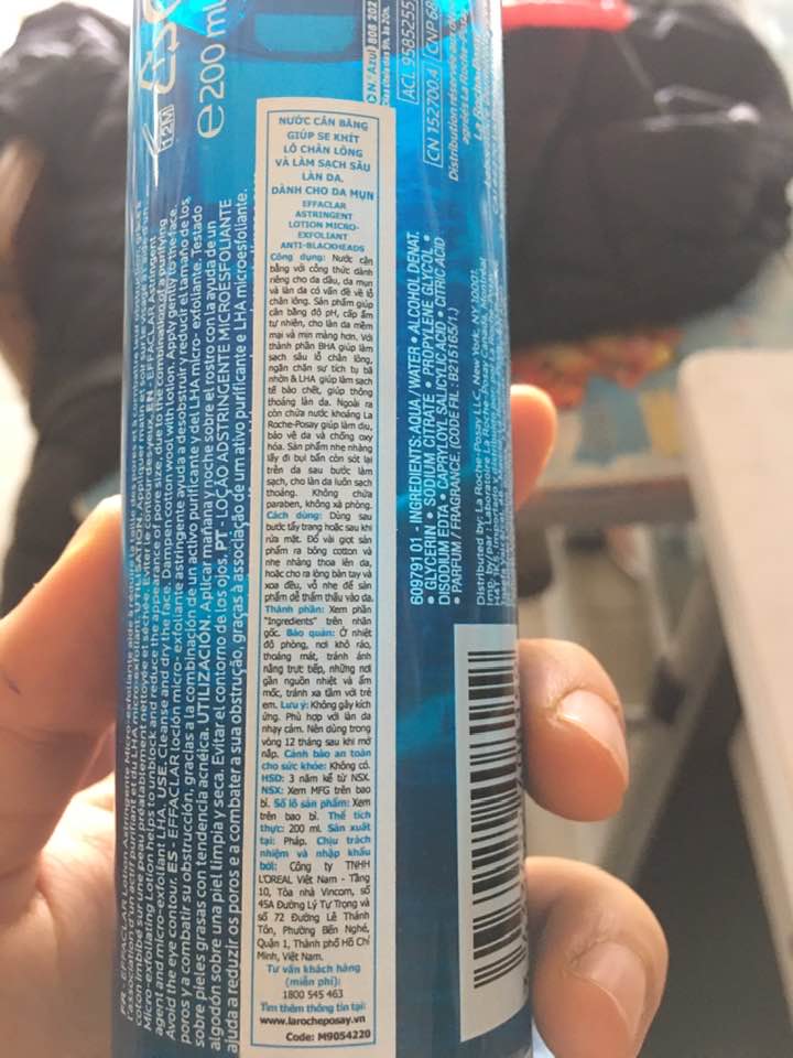 Nước Hoa Hồng La Roche Posay Effaclar - Toner Dành Cho Da Dầu Mụn, Làm Sạch Và Thu Nhỏ Lỗ Chân Lông 200ml