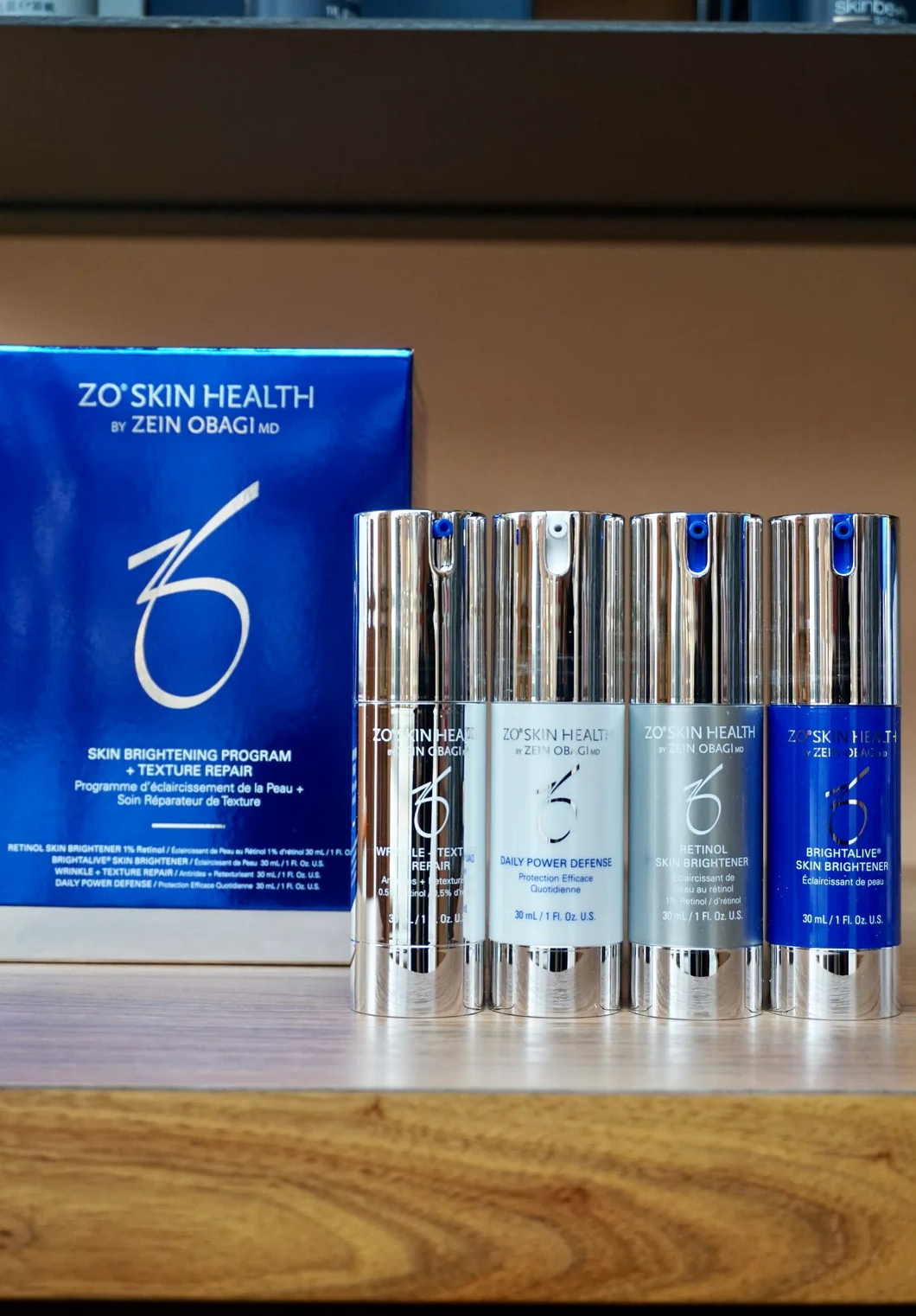 Bộ 4 Sản Phẩm ZO Skin Brightening Program + Texture Repair - Làm Sáng Da, Ngăn Ngừa Lão Hóa, Phục Hồi Da Tổn Thương