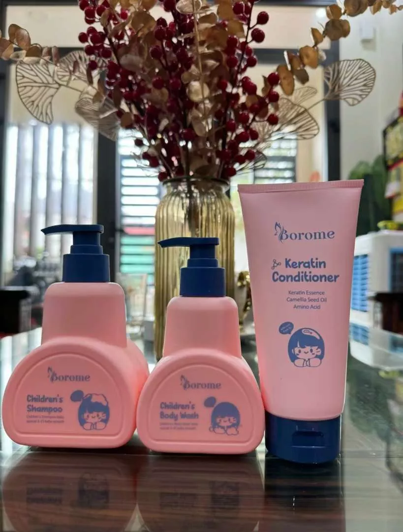 Bộ 3 Sản Phẩm Gội Xả và Sữa Tắm Cho Bé Borome - Công Thức Dịu Nhẹ, An Toàn Cho Trẻ Từ 3-15 Tuổi, Không Chứa Cồn, Không Cay Mắt