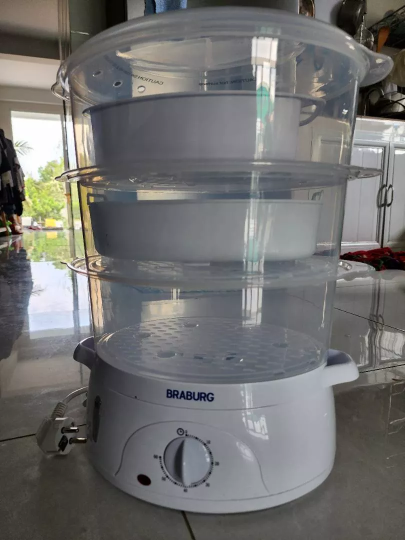 Nồi Hấp Điện Đa Năng 3 Tầng Braburg 9L - Thiết Kế Thời Trang, Tiết Kiệm Thời Gian Hấp Nhiều Món Ăn Khác Nhau