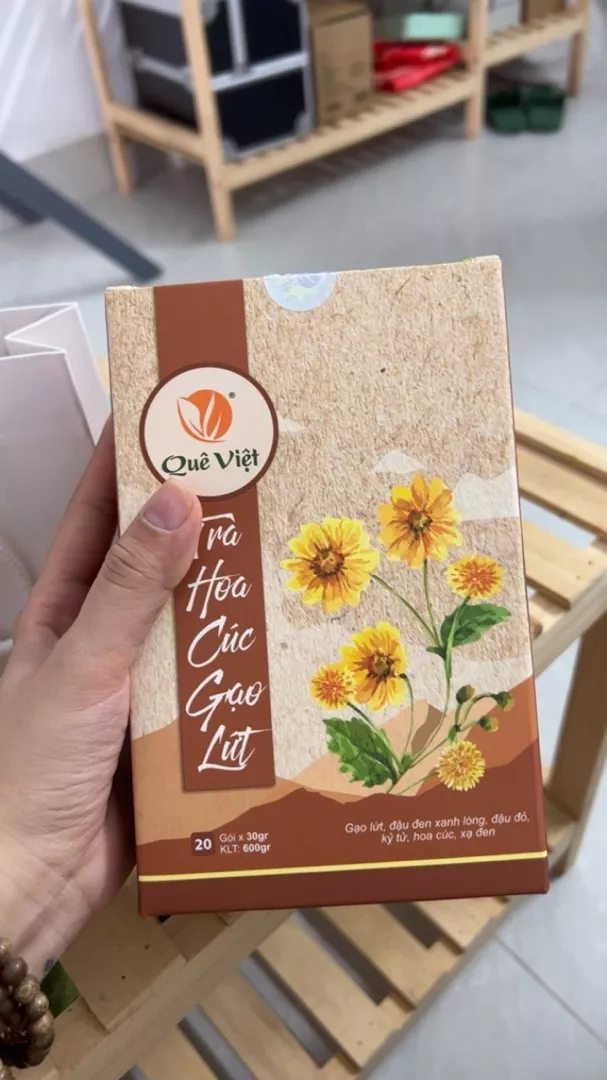 Trà Túi Lọc Hoa Cúc Gạo Lứt Quê Việt - Thảo Mộc Tự Nhiên Hỗ Trợ Sức Khỏe, Giải Độc, Thanh Nhiệt, 20 Túi x 30g
