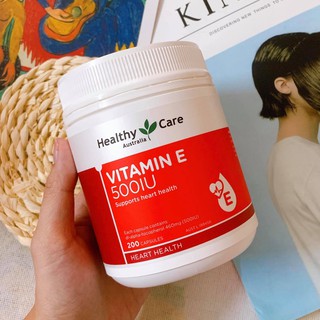 Viên uống Vitamin E Healthy Care 500IU 200 viên - Bổ sung Vitamin E làm đẹp da và tóc, hàng Úc chính hãng