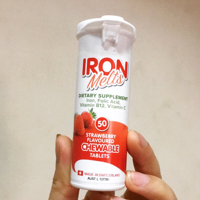 Viên Ngậm Bổ Sung Sắt Iron Melts - Hỗ Trợ Acid Folic, Vitamin B12 & C - Giúp Tăng Cường Sức Khỏe, Dễ Sử Dụng, Hộp 50 Viên