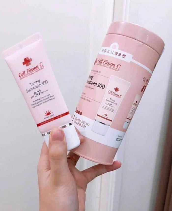 Kem Chống Nắng Cell Fusion C Toning Sunscreen 100 SPF50+ - Nâng Tông Da Màu Hồng Hàn Quốc, Dưỡng Ẩm, Phù Hợp Mọi Loại Da