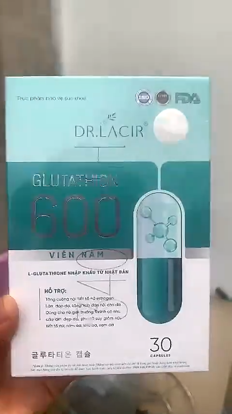 Viên uống Glutathione 600mg Dr. Lacir - Hỗ trợ làm trắng da và giảm thâm nám hiệu quả từ Nhật Bản