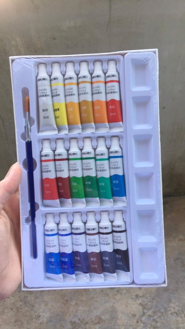 Bộ màu nước acrylic tuýp 5ml Deli 12/18/24 màu 73913/73914/73915 - Màu sắc tươi sáng, không độc hại, phù hợp cho vẽ tranh và nghệ thuật