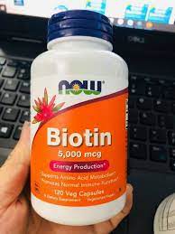 Viên uống hỗ trợ mọc tóc NOW Foods Biotin 5000mcg - Tăng cường sức khỏe tóc, giúp tóc chắc khỏe và dày hơn, sản phẩm chính hãng Mỹ.