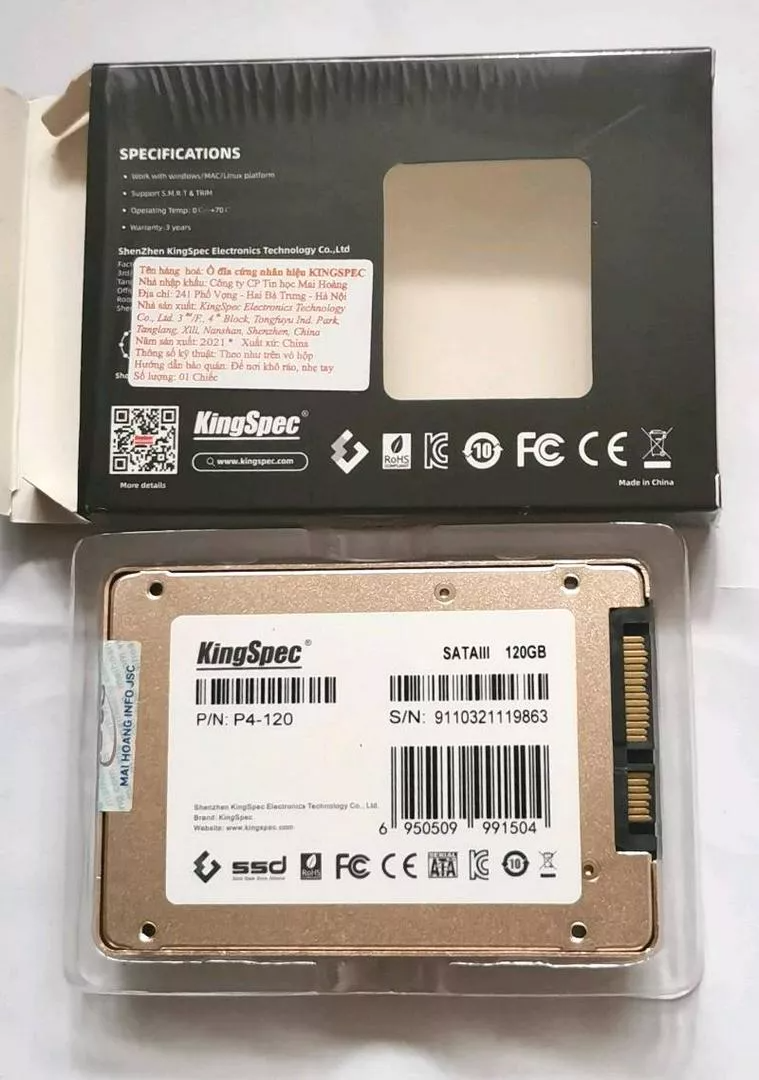 Ổ cứng SSD KingSpec P4 120GB/240GB SATA 2.5" - Tăng tốc độ máy tính với lưu trữ nhanh chóng và hiệu quả cho Desktop và Laptop