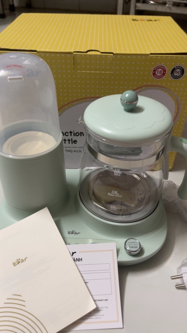 Bình Đun Nước Đa Năng 1.2L Bear TNQ-A12L1 - Giữ Ấm, Tiệt Trùng, Đun Nước Nhanh Chống Quá Nhiệt, Chất Liệu Cao Cấp