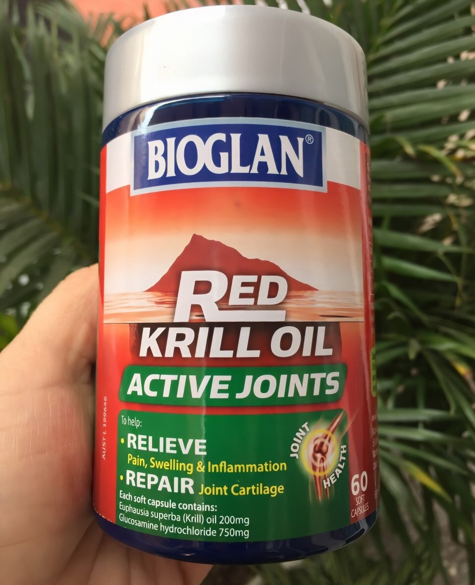Viên uống Bioglan Red Krill Oil và Glucosamine - Hỗ trợ khớp, giảm nhức mỏi, tăng cường sức khỏe xương khớp cho người trên 40 tuổi