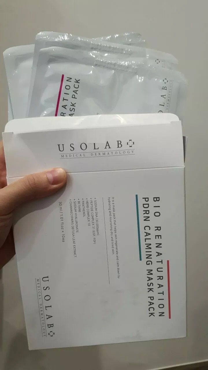 Mặt nạ tái tạo da Usolab Bio Renaturation PDRN Calming Mask Pack