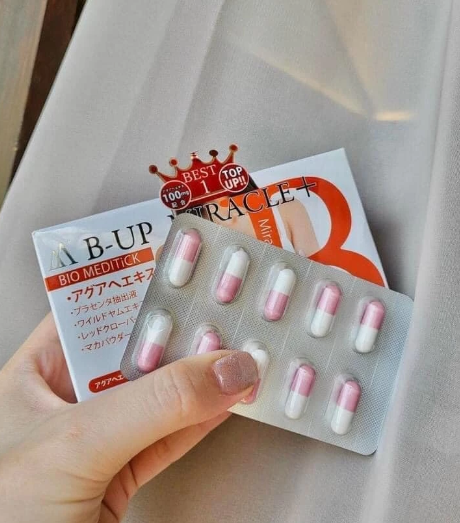 Viên uống nâng ngực B-Up Miracle + Nhật Bản 60 viên - Hỗ trợ tăng nội tiết, làm căng và săn chắc ngực, duy trì vóc dáng khỏe đẹp