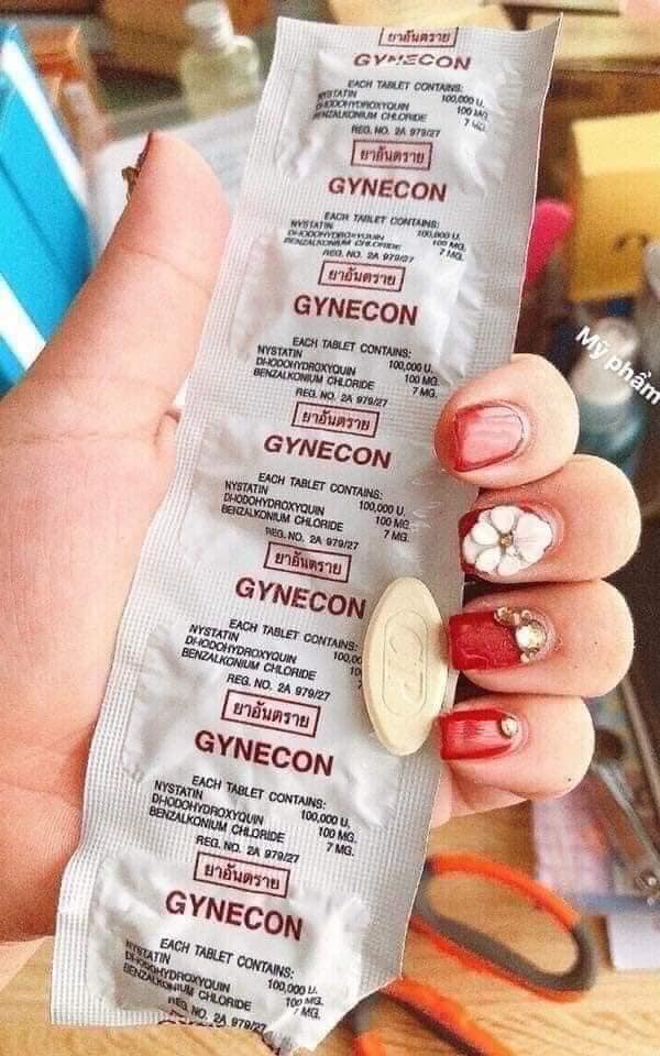 Viên đặt phụ khoa Gynecon Thái Lan - Hỗ trợ kháng nấm, sạch cổ tử cung, se khít âm đạo - Hộp 20 vỉ x5 viên