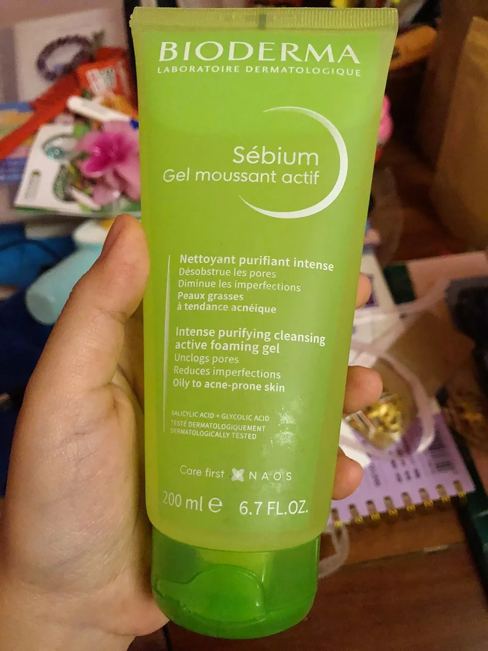 Sữa Rửa Mặt Bioderma Sebium Gel Moussant Actif 200ml - Chăm Sóc Da Dầu, Mụn với 1.8% BHA và 1% AHA Giúp Sạch Sau, Kiểm Soát Dầu Thừa