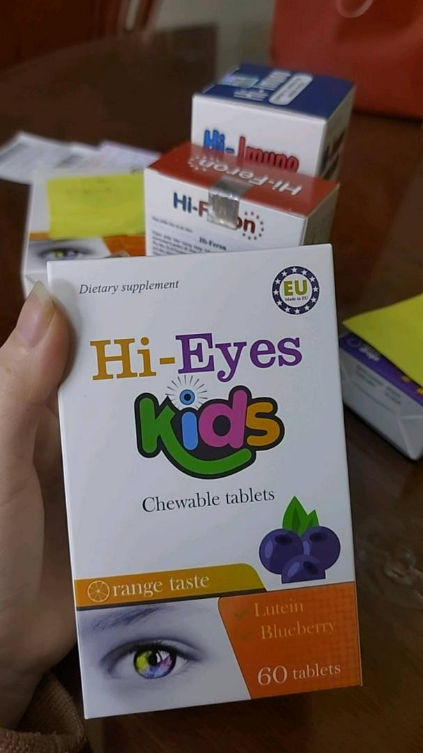 Viên nhai bổ mắt Hi-Eyes Kids - Vitamin bổ sung cho trẻ giúp sáng mắt, giảm mỏi và bảo vệ mắt khỏi ánh sáng xanh, dễ sử dụng, vị trái cây ngon.