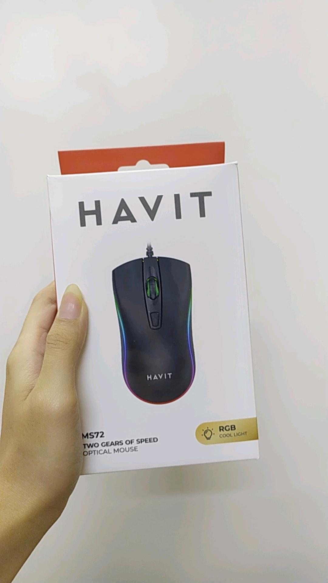 Chuột máy tính có dây Havit MS72 - Chuột Gaming tích hợp đèn RGB nhiều màu sắc, thiết kế chống trượt, DPI 800-1200, tương thích Windows, Mac, Linux