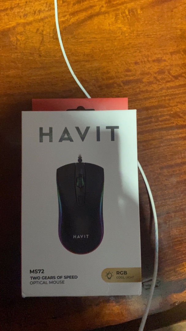 Chuột máy tính có dây Havit MS72 - Chuột Gaming tích hợp đèn RGB nhiều màu sắc, thiết kế chống trượt, DPI 800-1200, tương thích Windows, Mac, Linux