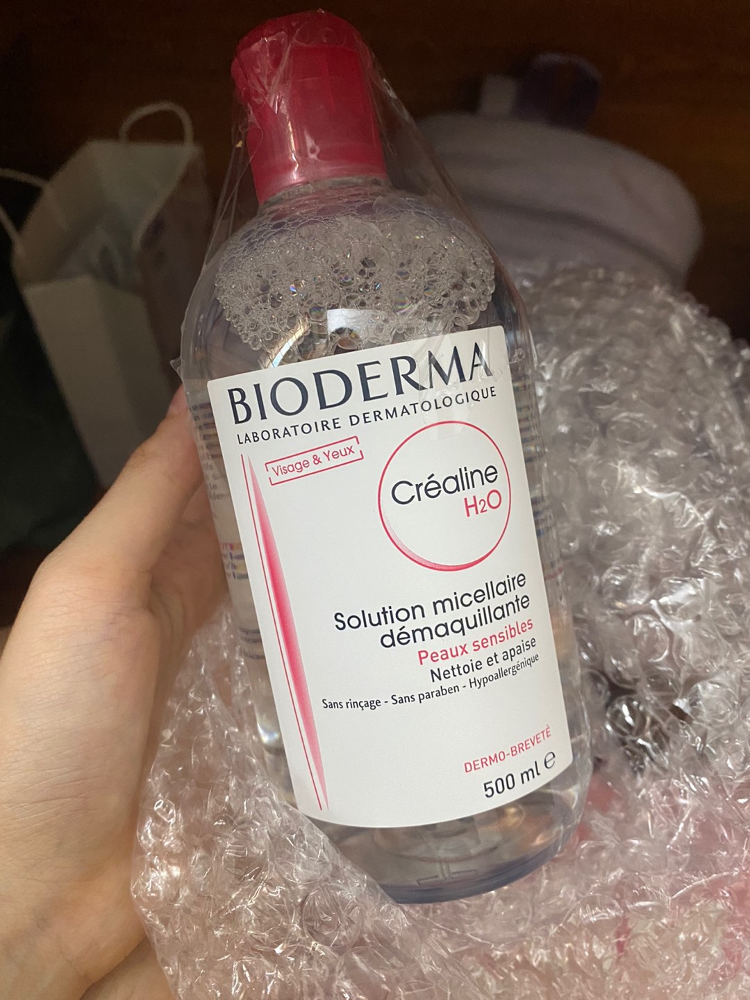 Nước tẩy trang Bioderma H2O 500ml - Sạch sâu, dịu nhẹ cho da nhạy cảm và da dầu mụn - Mỹ phẩm Pháp chính hãng
