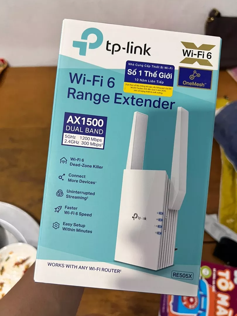 Bộ Mở Rộng Sóng Wifi AX1500 TP-Link RE505X - Công Nghệ Wi-Fi 6 Giúp Tăng Tốc Độ Mạng, Cộng Hưởng Kết Nối Liền Mạch
