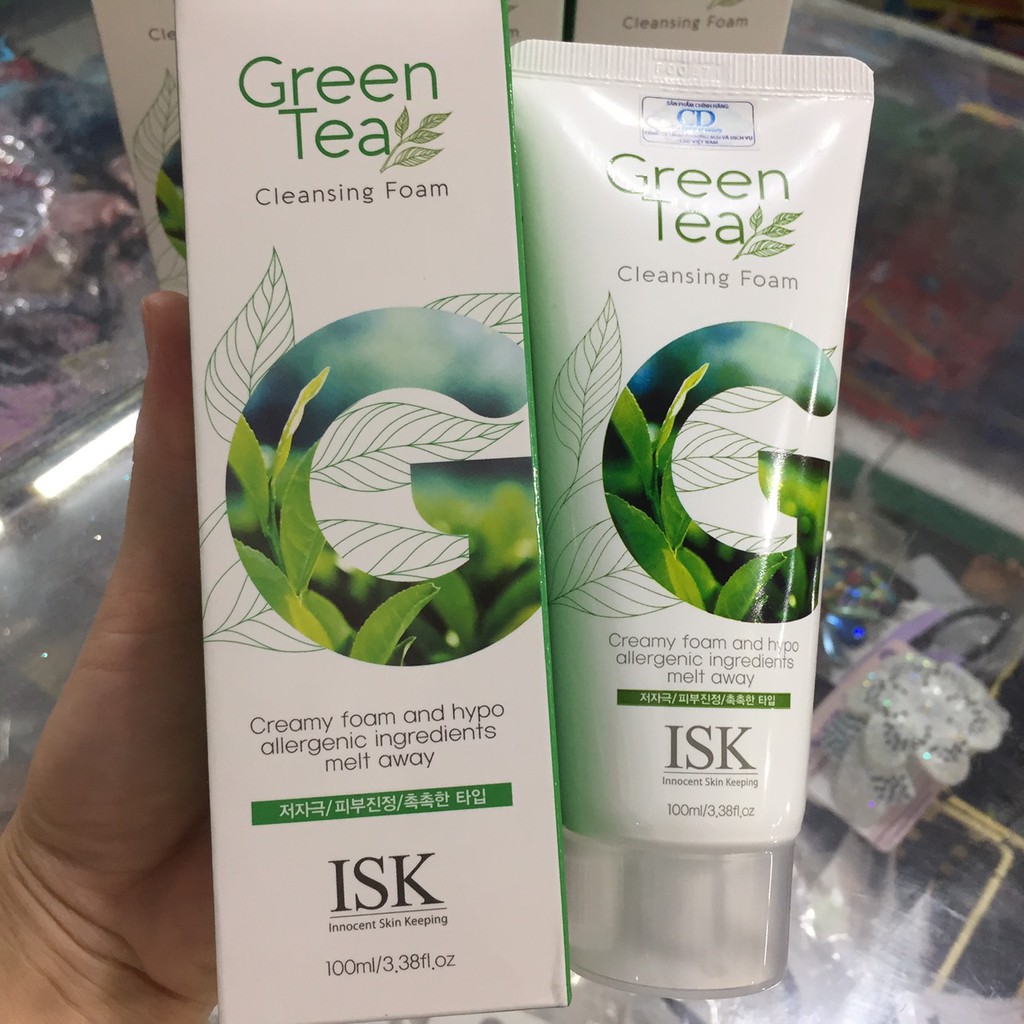 Sữa Rửa Mặt Trà Xanh ISK Green Tea Cleansing Foam - Làm Sạch Sâu, Giữ Ẩm, Chống Mụn, Dành Cho Da Dầu Mụn 150ml