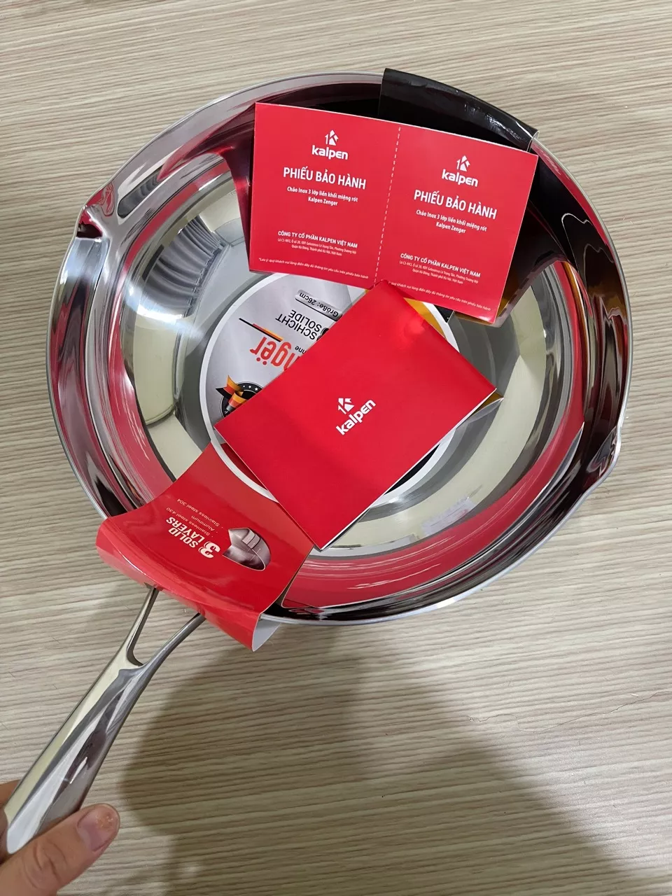 Chảo Inox Sâu Lòng 3 Lớp Kalpen Zenger Có Miệng Rót - Thiết Kế Hiện Đại, Chất Liệu Inox 304 Bền Đẹp, Dùng Cho Bếp Gas, Điện Từ, Hồng Ngoại