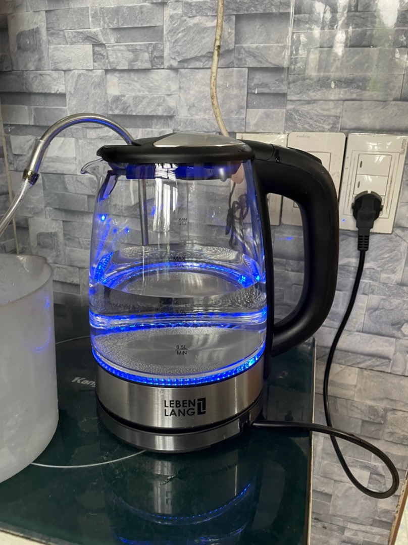 Ấm Siêu Tốc Thủy Tinh Lebenlang LBWE2626 - Công Suất 1850W-2200W, Dung Tích 1.8L, Đế Xoay 360 Độ, Tự Ngắt Khi Nước Sôi