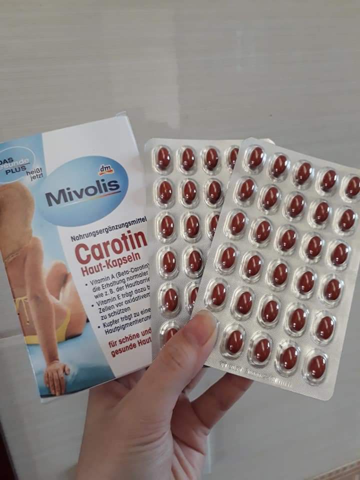 Viên Uống Chống Nắng Mivolis Carotin Das Gesunde Plus Đức - Bảo Vệ Da Từ Bên Trong, Chống Tia UV, 60 Viên Hộp