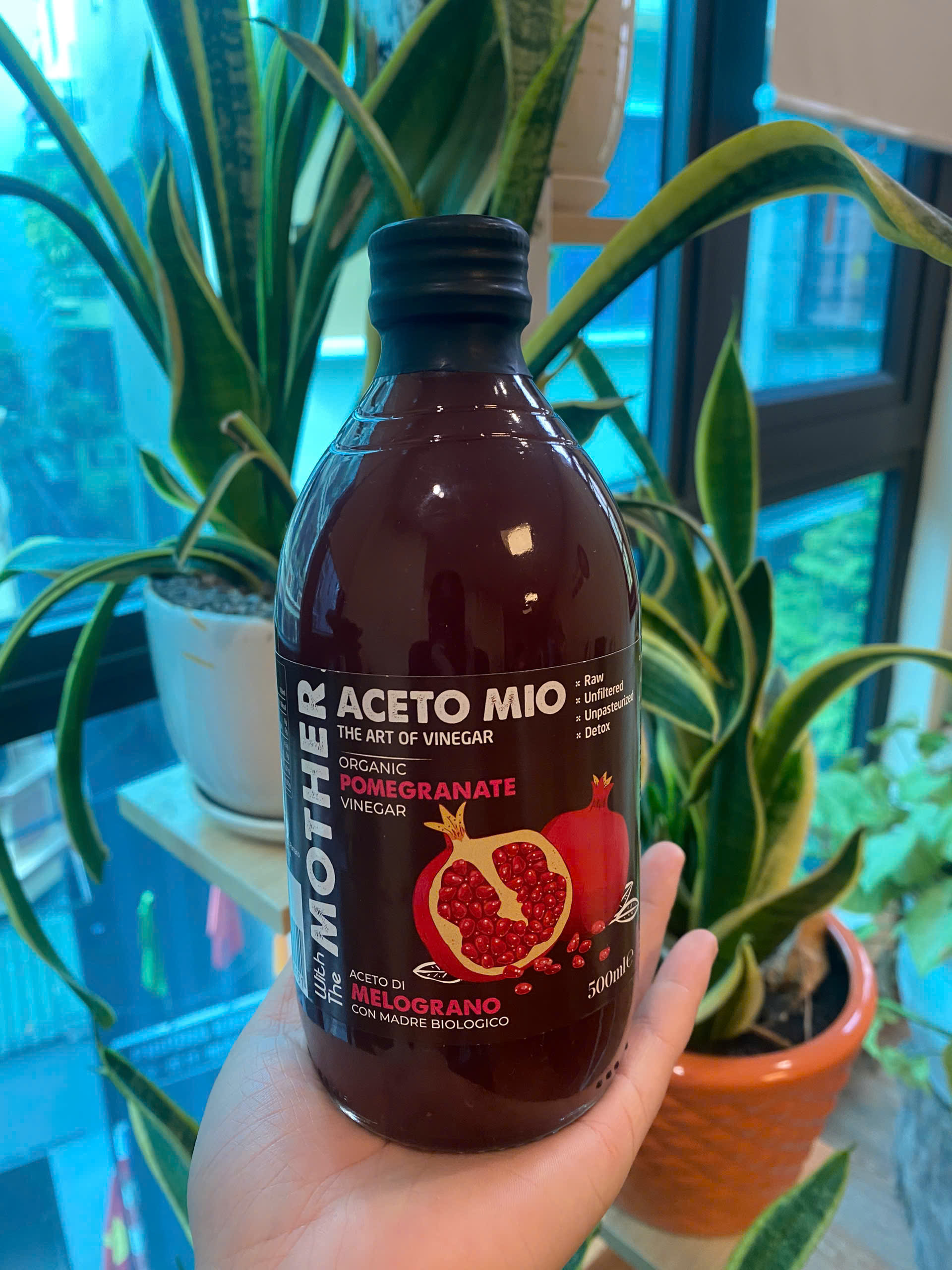Giấm Lựu Hữu Cơ Aceto Mio 500ml - Giấm Cái Tự Nhiên, Chứng Nhận Hữu Cơ EU, Tốt Cho Sức Khỏe, Hỗ Trợ Tiêu Hóa & Làm Đẹp Da