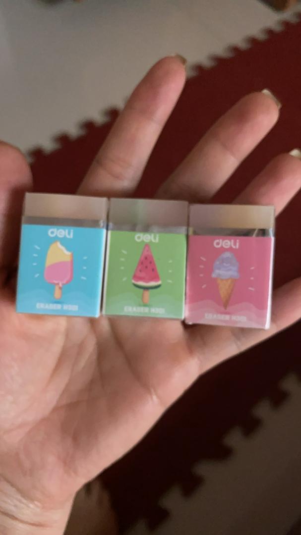 Combo 3 Gôm Tẩy Thạch Deli Hình Kem Hoa Quả EH301 - Tẩy Xóa Dễ Dàng, Màu Sắc Bắt Mắt, Thiết Kế Hiện Đại Cho Học Tập Và Văn Phòng
