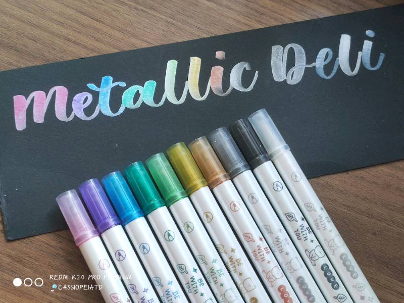 Bút Dạ Quang Calligraphy Hai Đầu Deli 70704 - Bộ 10 Màu Nhũ, Dùng Viết, Vẽ, Ghi Chú Cho Học Sinh, Họa Sĩ, Nhà Thiết Kế