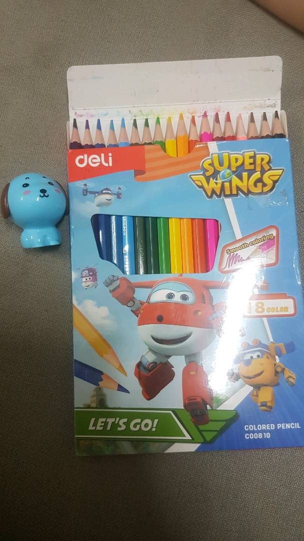 Bút Chì Màu Học Sinh Deli Superwings - Bộ 12/24/36 Màu Chất Lượng, Thiết Kế Ngộ Nghĩnh và An Toàn Cho Trẻ Em