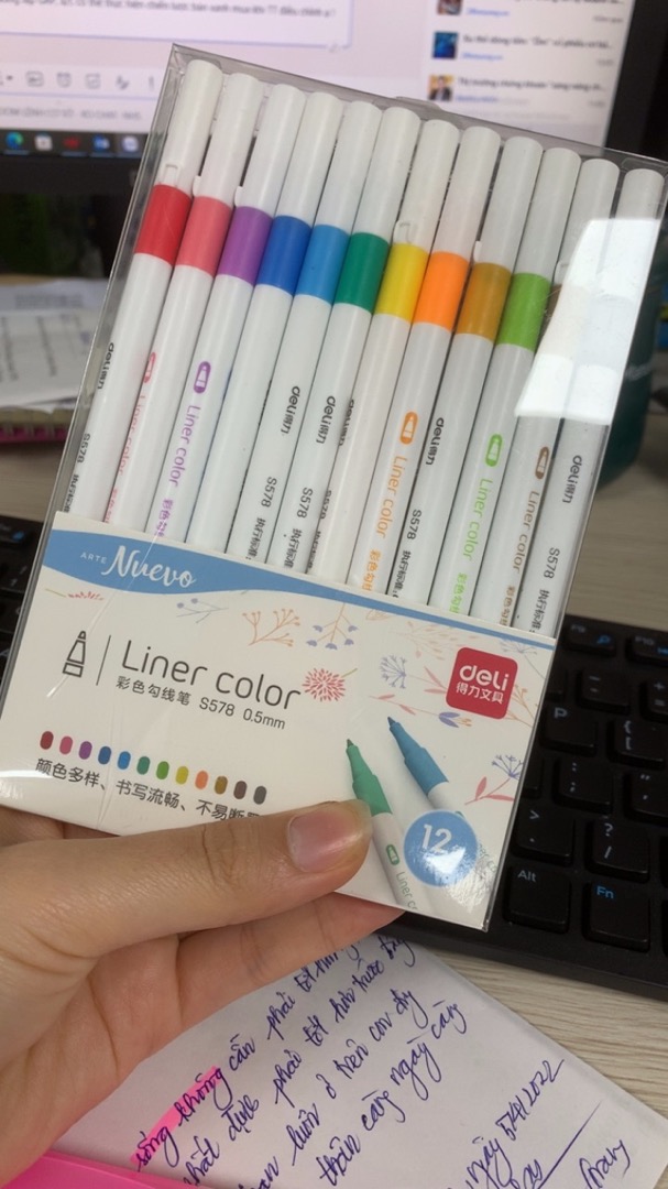 Bút đi nét Deli S578 ngòi 0.5mm - Hộp 12 chiếc nhiều màu sắc, bút vẽ sketch chuyên dụng cho nghệ thuật và họa sĩ