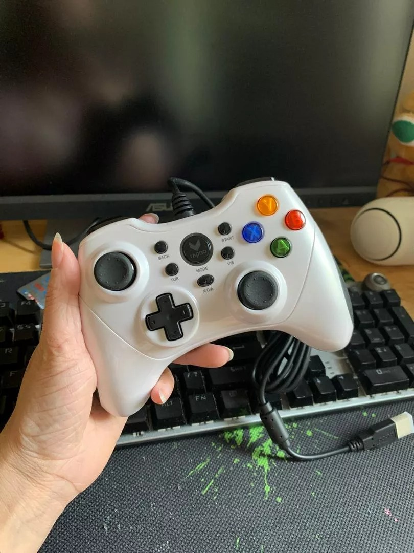 Tay Cầm Chơi Game Có Dây Rapoo V600 - Thiết Kế Ergonomic, Hỗ Trợ Chơi Game Trên PC, Dễ Dàng Kết Nối USB, Nút Bấm Nhạy.