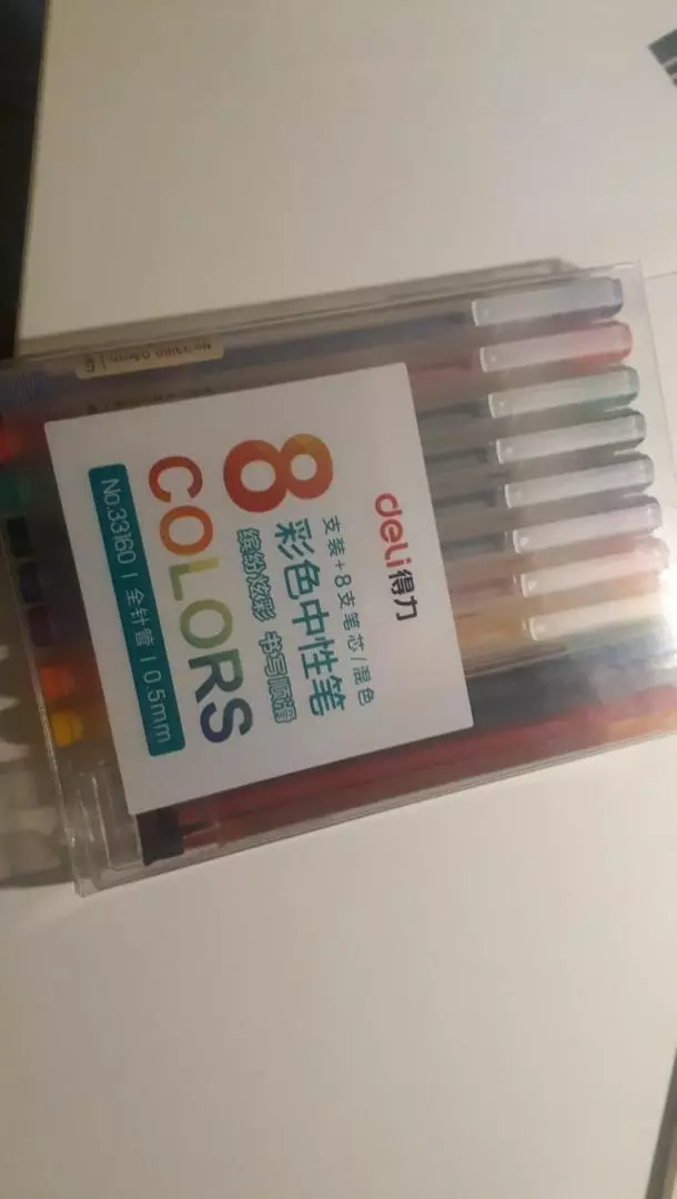 Bộ 8 Bút Gel Nước Nhiều Màu Ngòi 0.5mm Deli 33160 - Thiết Kế Thời Trang, Kẹp Tiện Lợi Cho Học Sinh Và Văn Phòng
