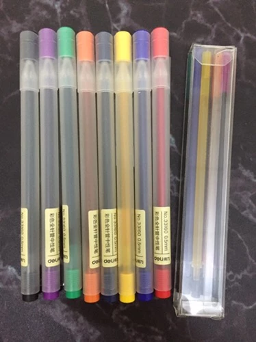 Bộ 8 Bút Gel Nước Nhiều Màu Ngòi 0.5mm Deli 33160 - Thiết Kế Thời Trang, Kẹp Tiện Lợi Cho Học Sinh Và Văn Phòng