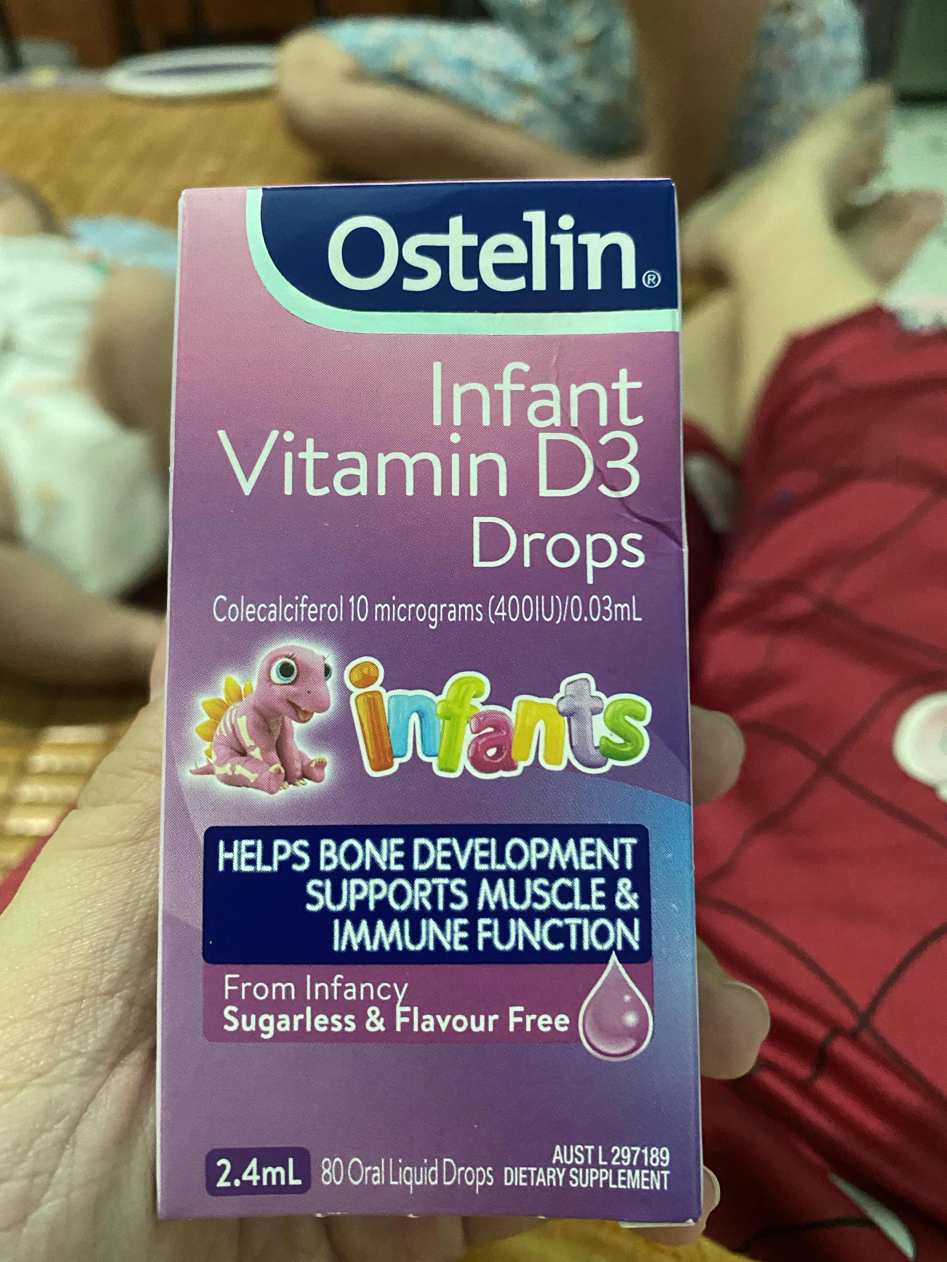 Ostelin Vitamin D3 Drops cho trẻ sơ sinh đến 12 tuổi - Bổ sung Vitamin D3 tự nhiên, hỗ trợ phát triển xương và chiều cao, vị dâu dễ uống