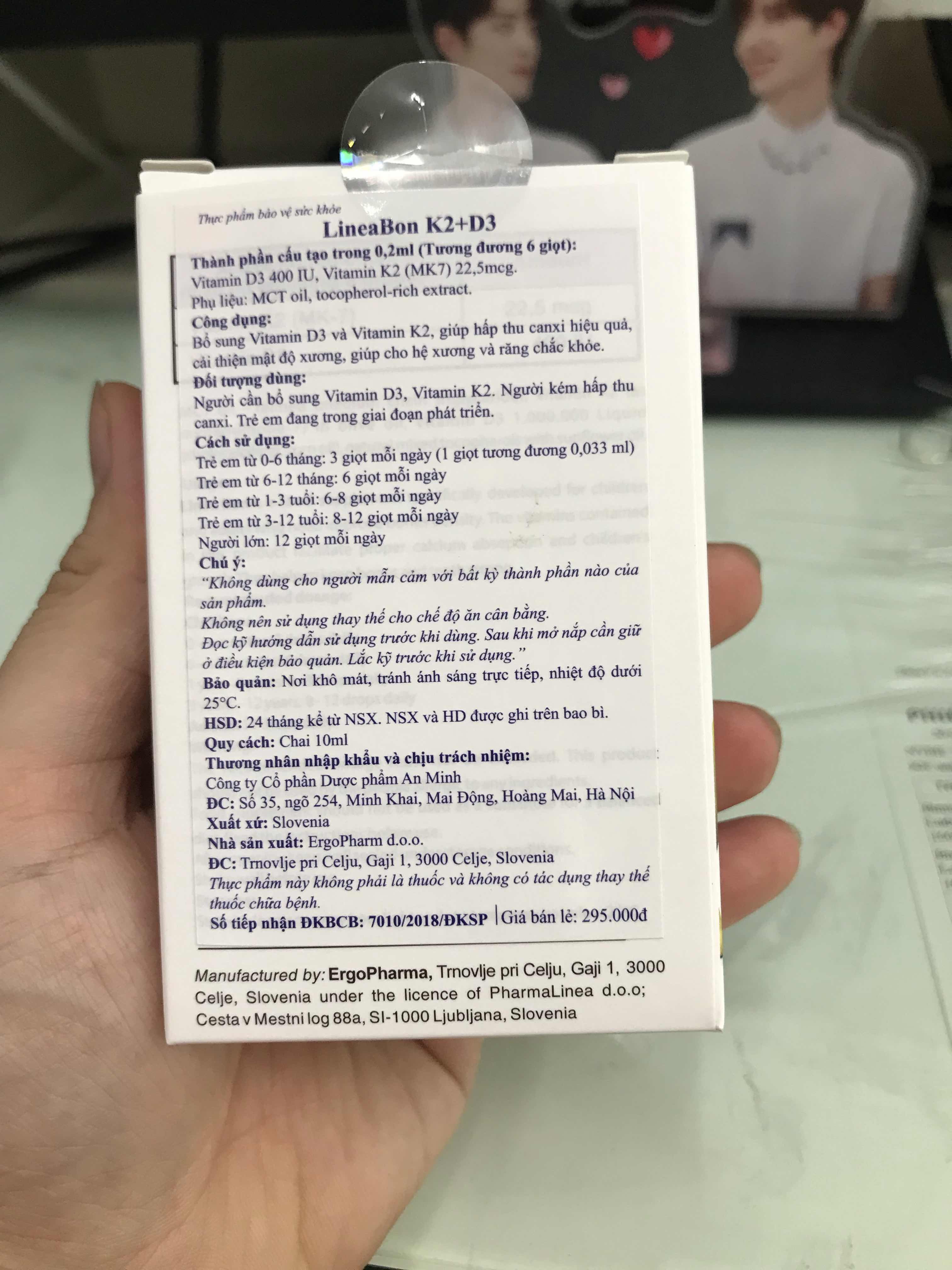 Vitamin D3 + K2 LineaBon 10ml - Hỗ trợ hấp thu canxi, phát triển chiều cao cho trẻ sơ sinh và trẻ nhỏ, sản phẩm chính hãng từ Châu Âu