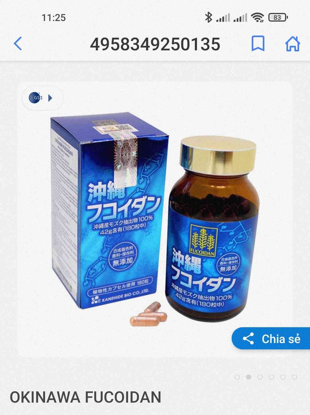 Viên uống Okinawa Fucoidan Kanehide Bio Nhật Bản - Hỗ trợ sức khỏe 180 viên - Fucoidan tự nhiên từ tảo nâu Mozuku