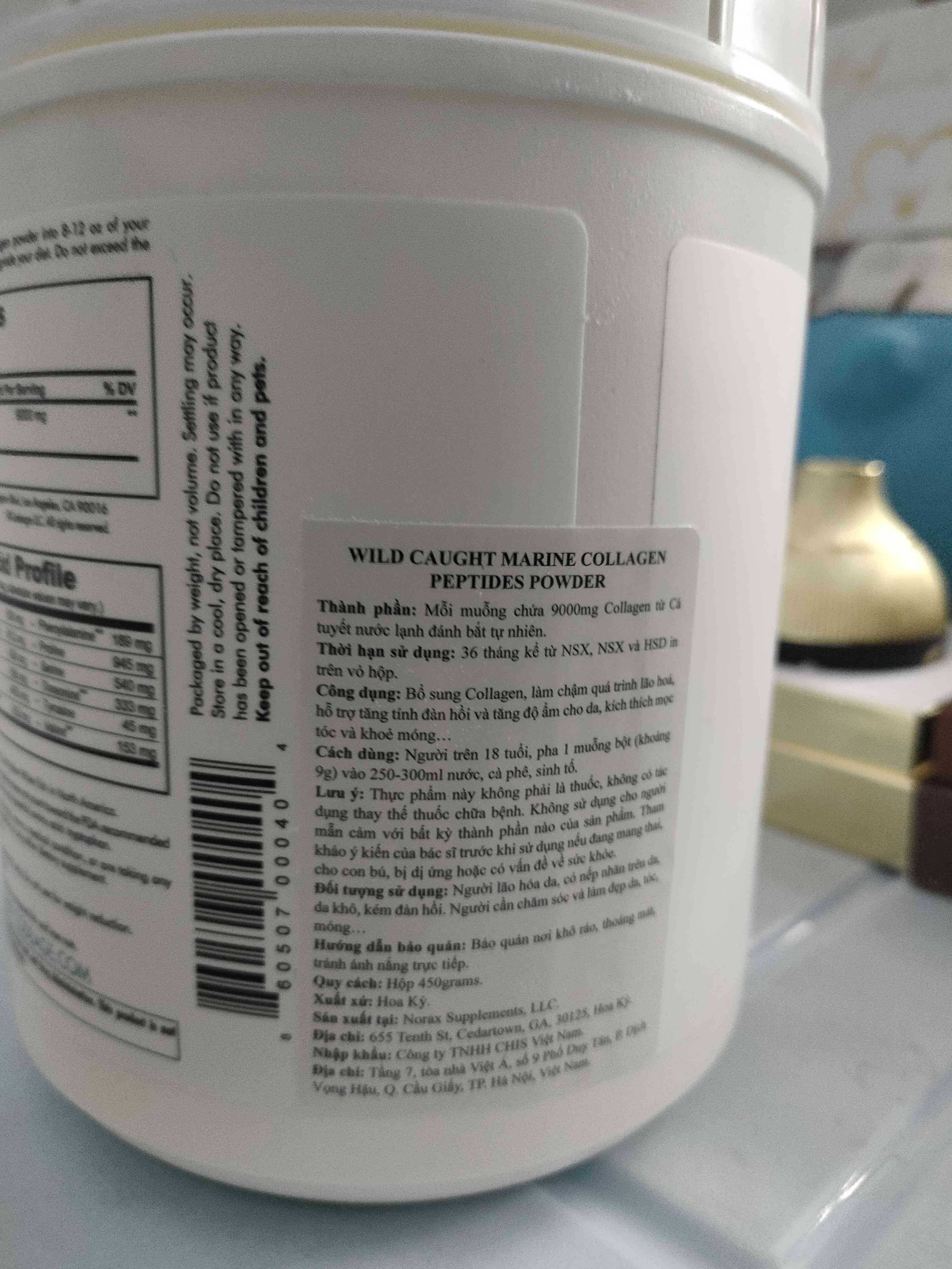 Bột Uống Wild-Caught Marine Collagen Peptides 450g - Hỗ Trợ Làm Đẹp Da, Tóc, Móng & Xương Khớp, Tăng Độ Đàn Hồi Da