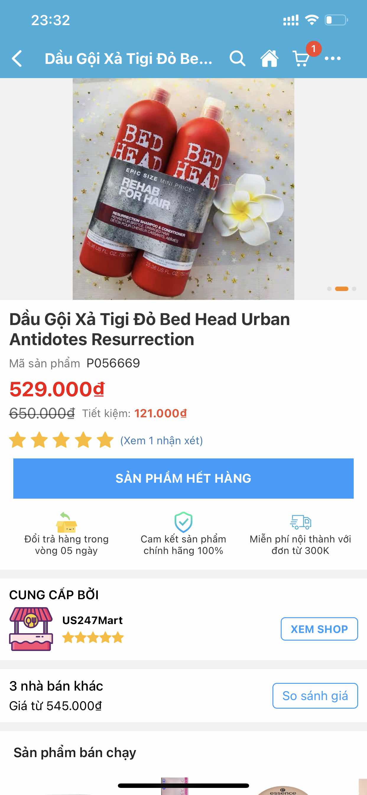 Dầu Gội Xả Tigi Bed Head Urban Antidotes Resurrection 750ml - Phục Hồi Tóc Hư Tổn, Giảm Tình Trạng Tóc Xỉn Màu, Mềm Mượt