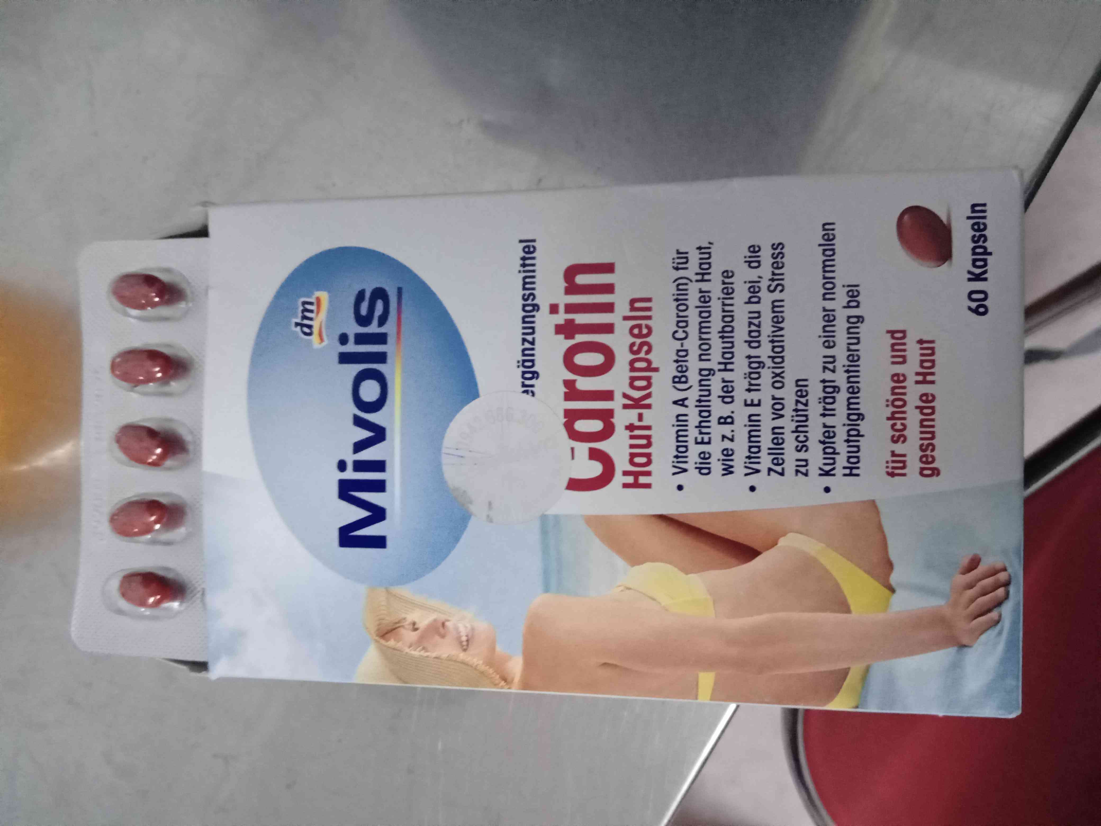 Viên Uống Chống Nắng Mivolis Carotin Das Gesunde Plus Đức - Bảo Vệ Da Từ Bên Trong, Chống Tia UV, 60 Viên Hộp