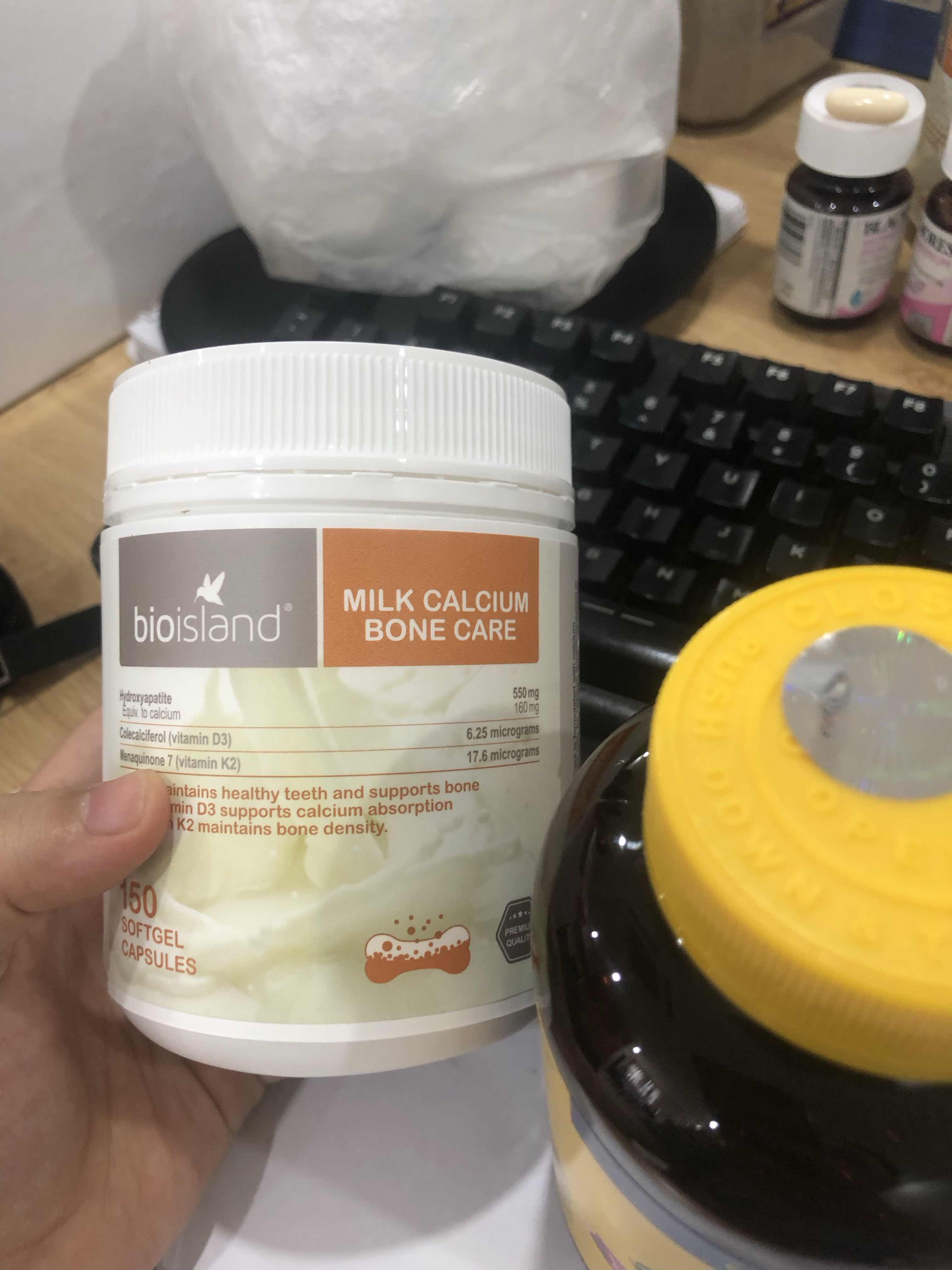 Viên uống bổ sung Canxi Bio Island Milk Calcium Bone Care 150 viên - Hỗ trợ sức khỏe xương và răng chắc khỏe với vitamin D3, K2.