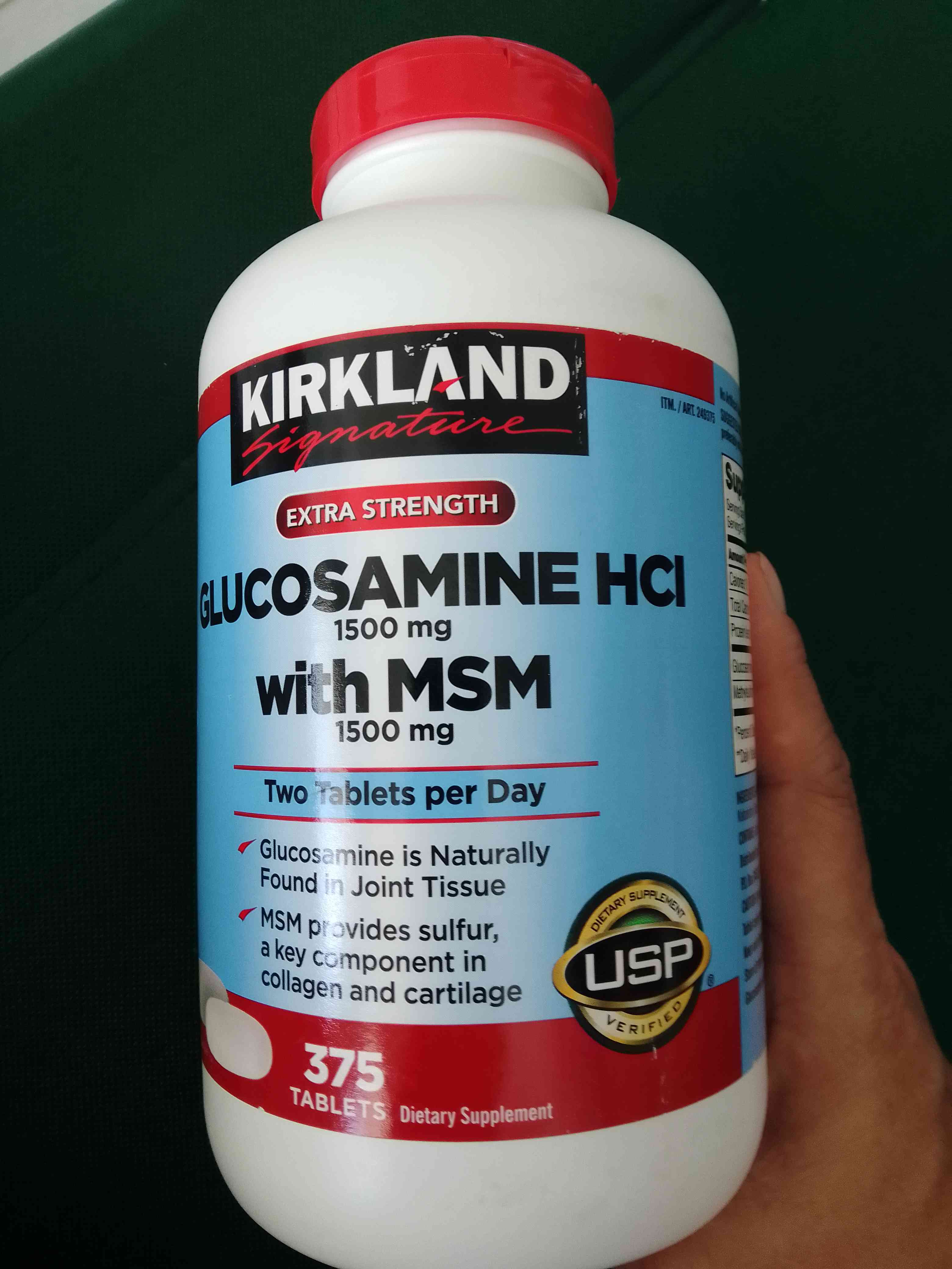 Viên uống Glucosamine Kirkland HCL 1500mg với MSM 1500mg - Hỗ trợ xương khớp, hộp 375 viên cho người lớn