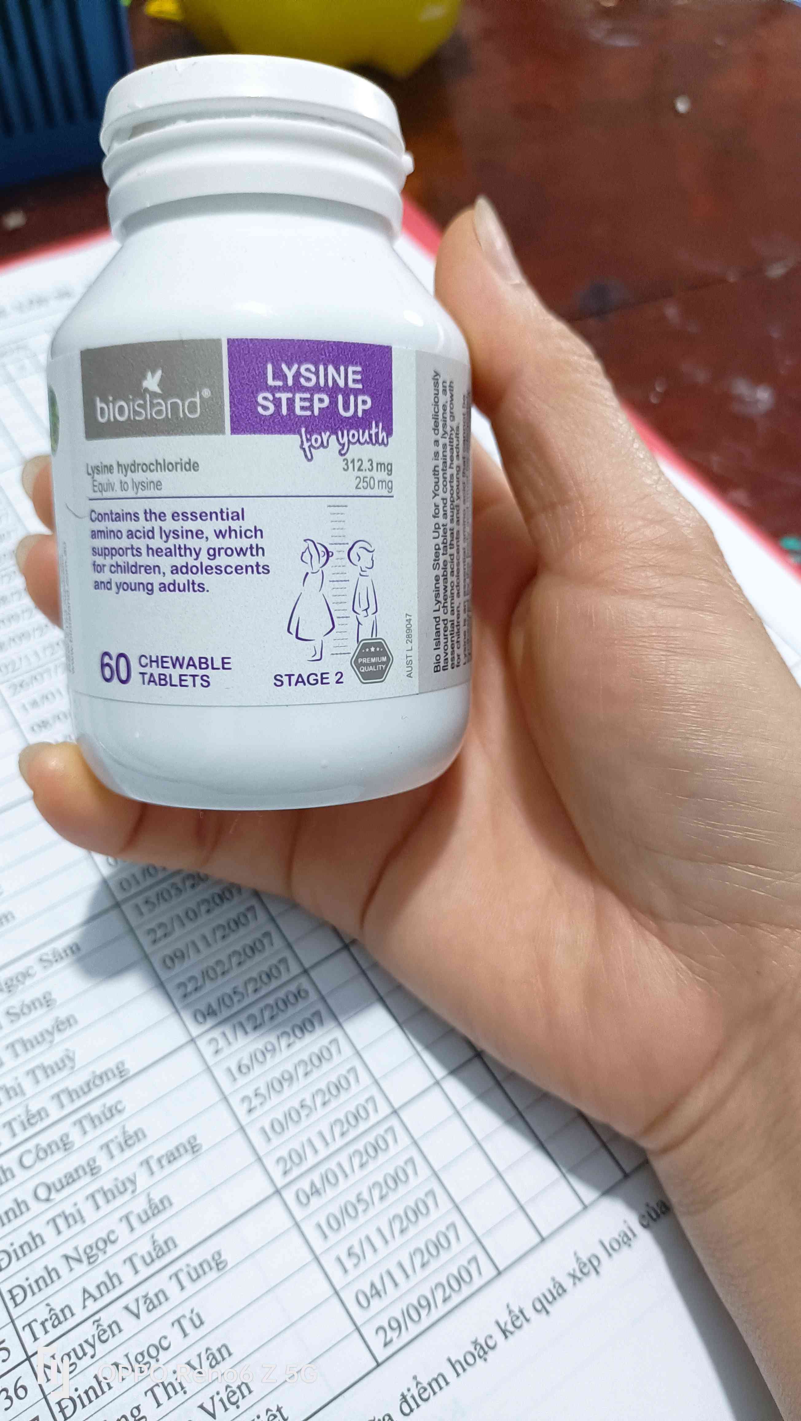 Viên Uống Tăng Chiều Cao Bio Island Lysine Step Up For Youth Úc - Hỗ trợ phát triển chiều cao cho trẻ từ 6 tuổi (60 viên)