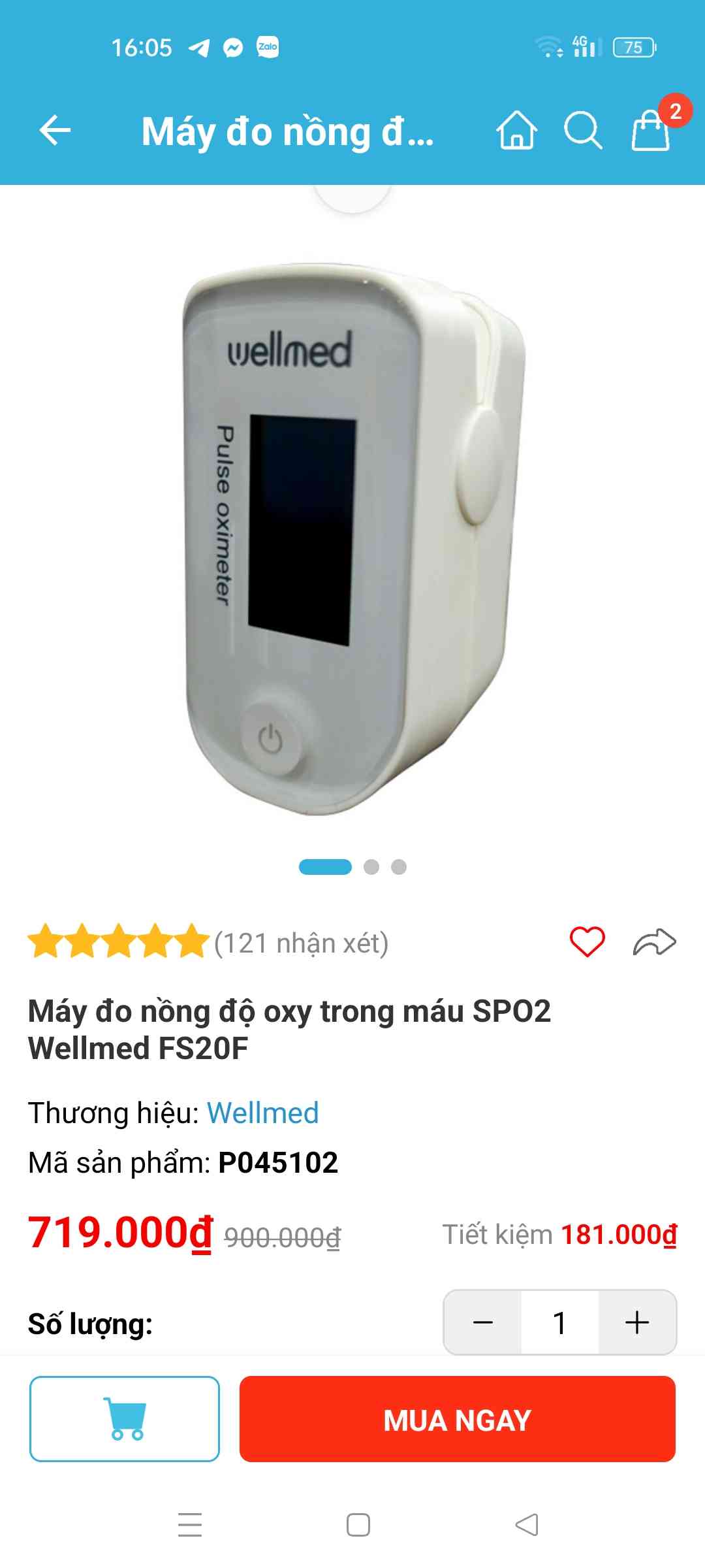 Máy Đo Nồng Độ Oxy Trong Máu SPO2 Wellmed FS20F - Thiết Bị Theo Dõi Sức Khỏe Tại Nhà, Nhỏ Gọn, Chính Xác
