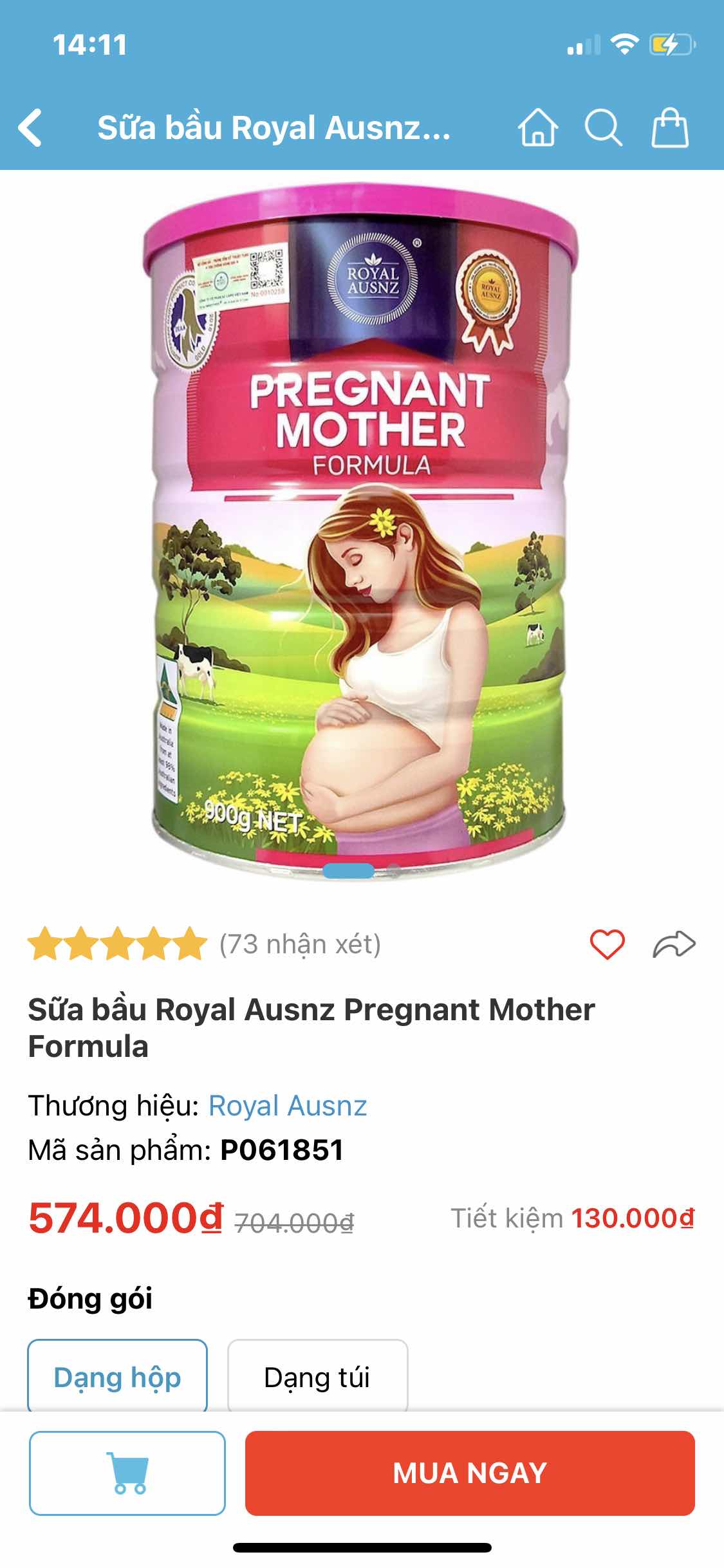 Sữa bầu Royal Ausnz Pregnant Mother Formula 900g - Bổ sung vitamin, dưỡng chất cần thiết cho mẹ và thai nhi, giảm tình trạng thiếu máu