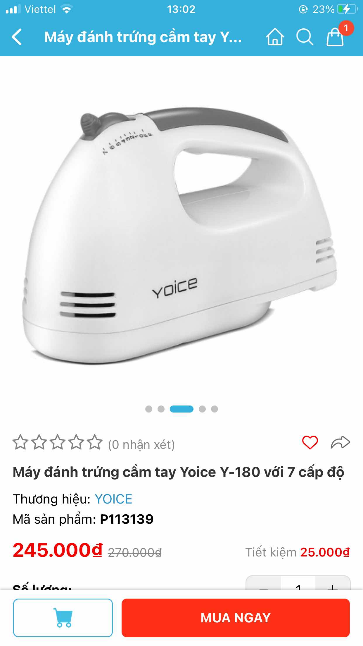 Máy Đánh Trứng Cầm Tay Yoice Y-180 - Động Cơ Mạnh Mẽ, 7 Cấp Độ, Lưỡi Inox 304 - Tiện Dụng Cho Bánh Kem Và Đánh Trứng
