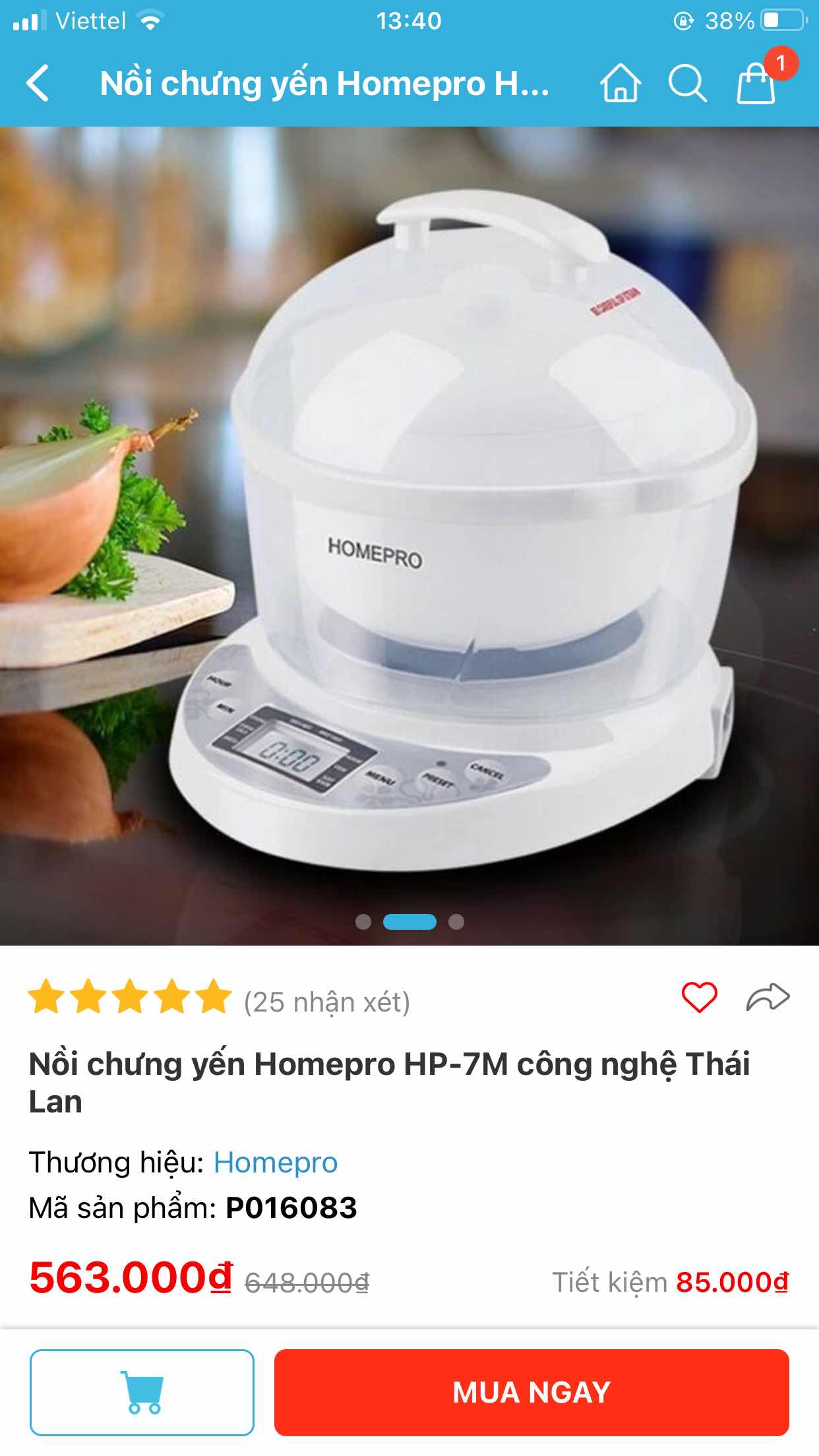 Nồi chưng yến Homepro HP-7M công nghệ Thái Lan - Dùng cho chưng yến, hầm, ninh, dung tích 0.7L, chất liệu cao cấp, thiết kế thông minh.